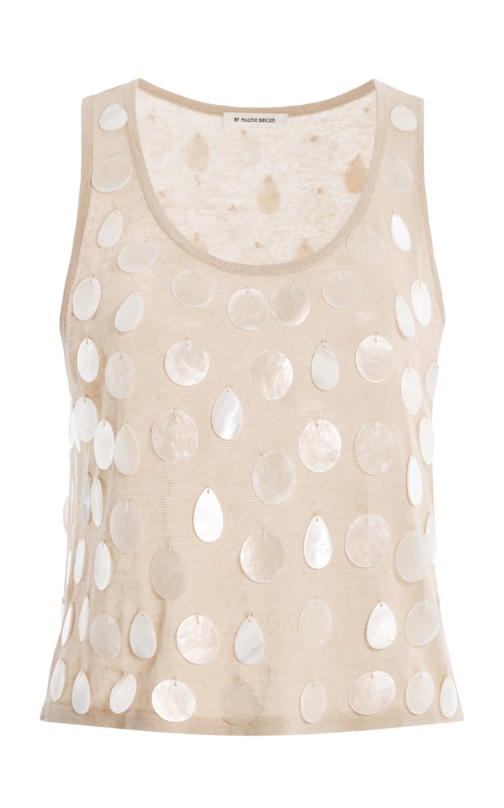 Exclusive Hys Mother-of-Pearl Linen-Blend Top