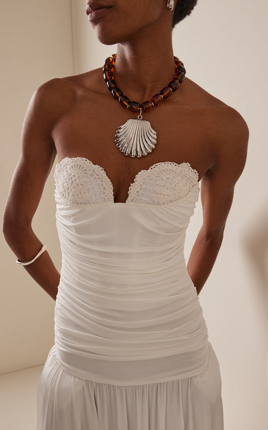 Exclusive Rhodium-Plated Beaded Pendant Necklace