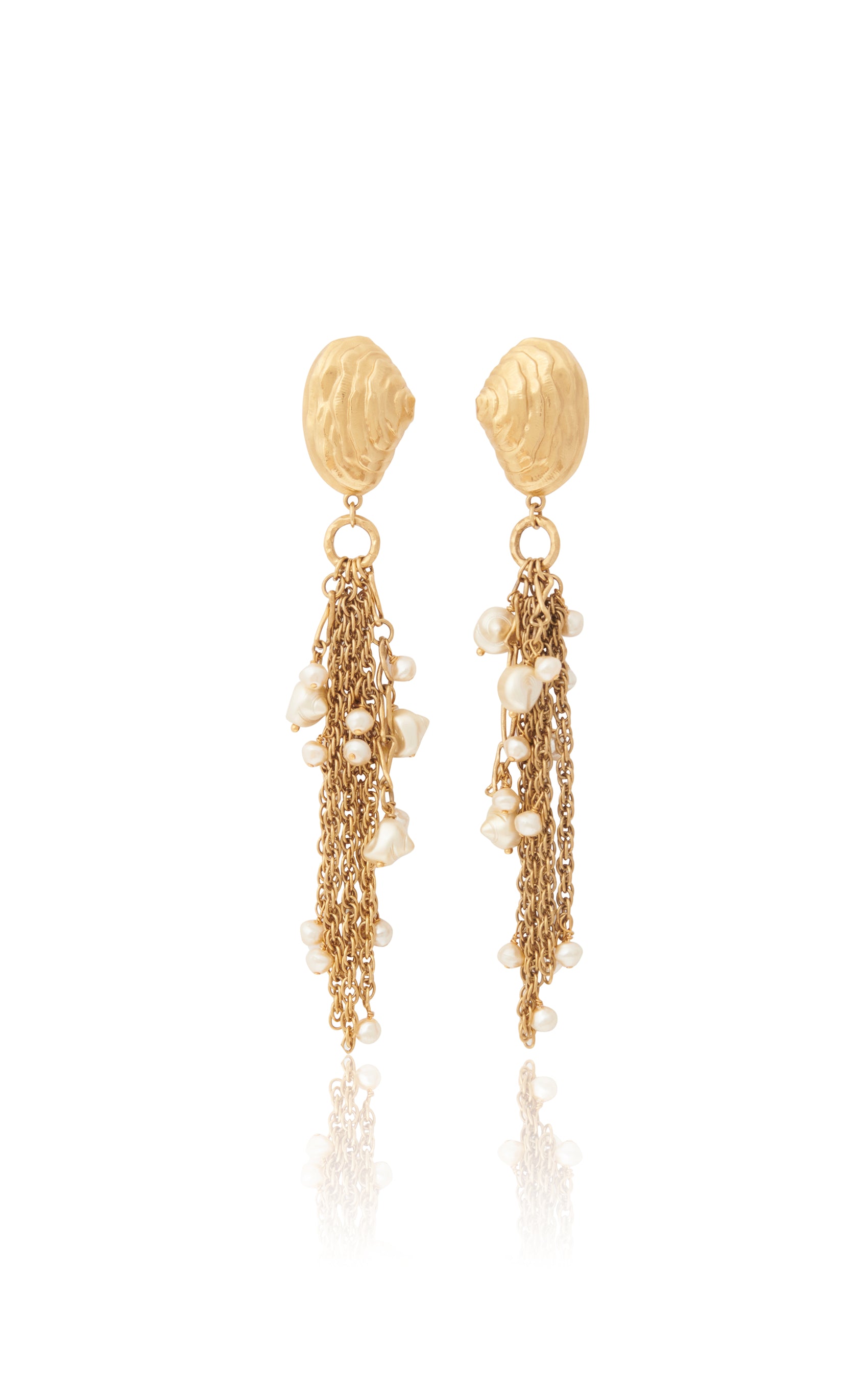 Gold-Tone Shell Pearl Drop Earrings