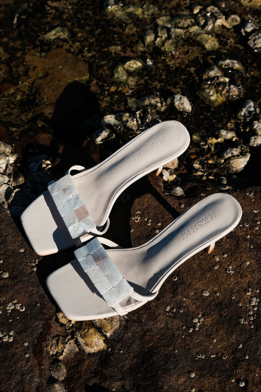 Lucy Shell Mules Ivory Pearl