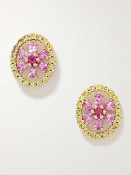 Spring Wonder 9 karat gold laboratory grown sapphire earrings