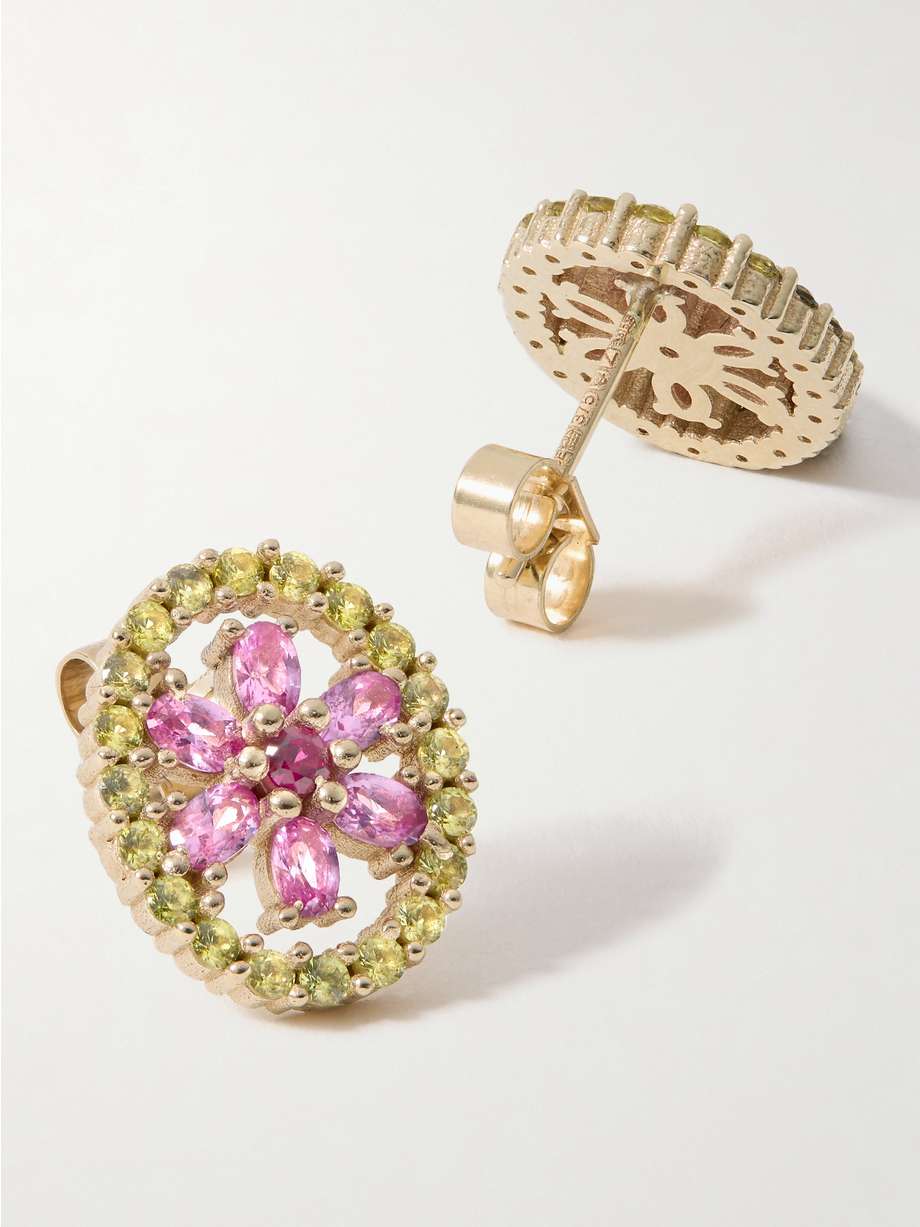 Spring Wonder 9 karat gold laboratory grown sapphire earrings