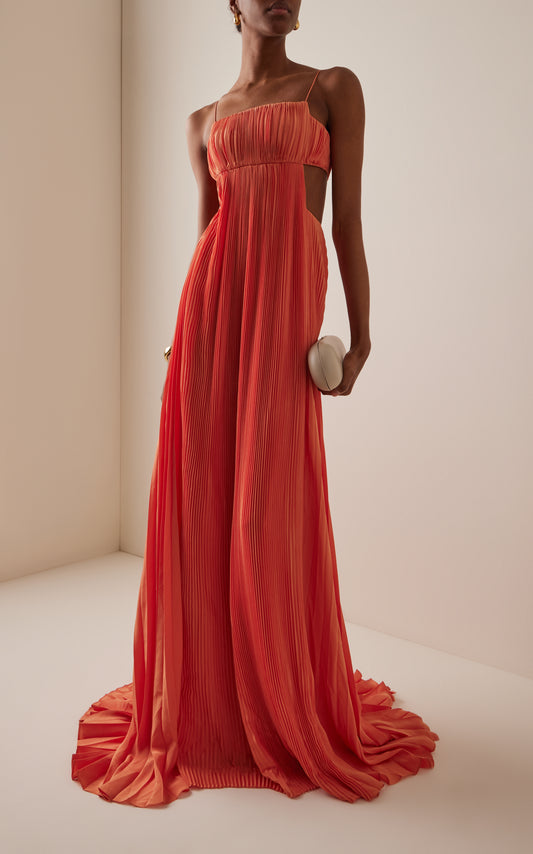 Varranza Cutout Plisse Maxi Dress