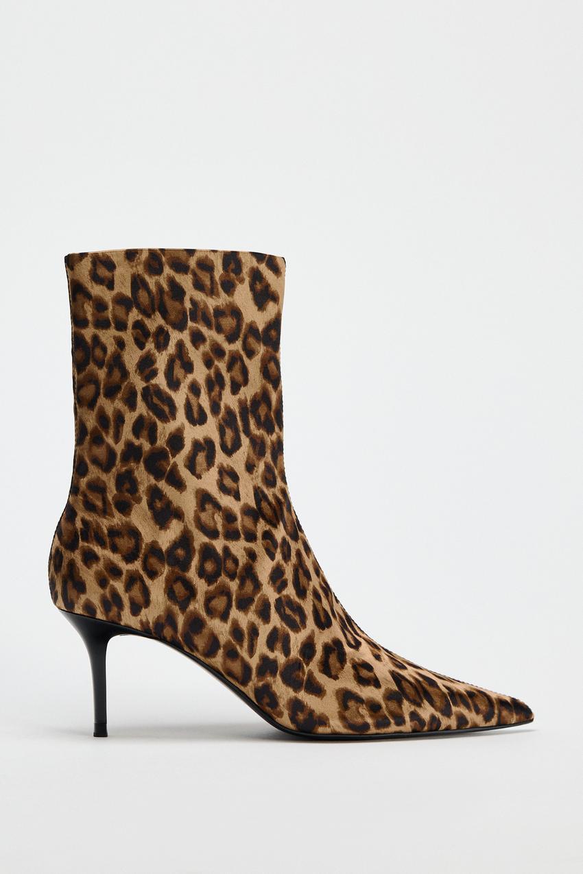 ANIMAL PRINT STILETTO ANKLE BOOTS