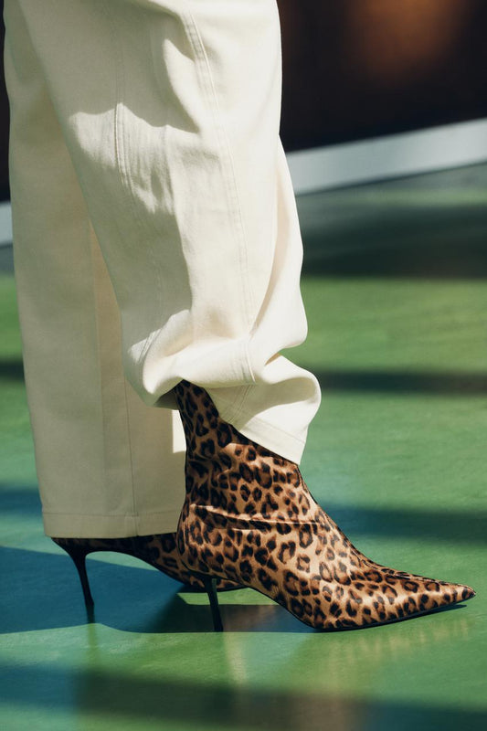 ANIMAL PRINT STILETTO ANKLE BOOTS