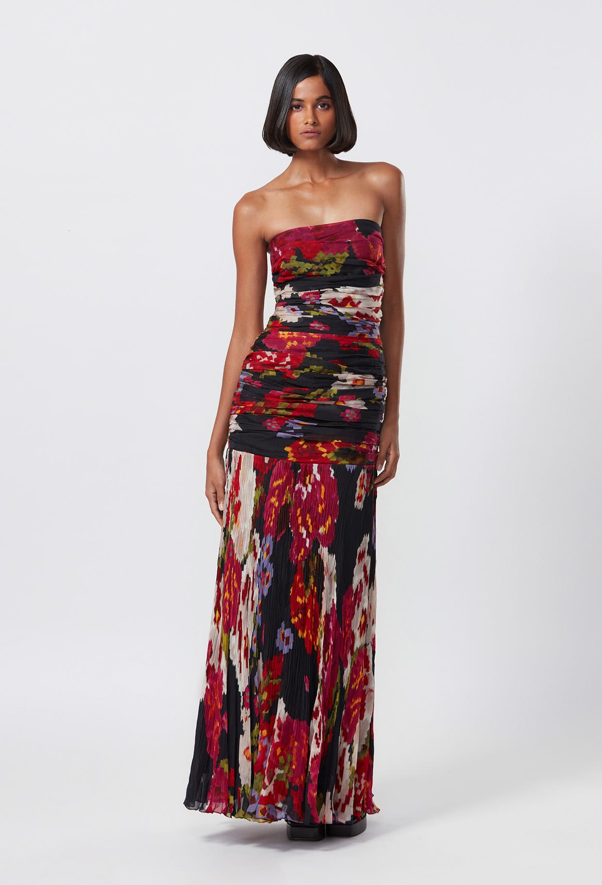 Abstract Floral Print Gown