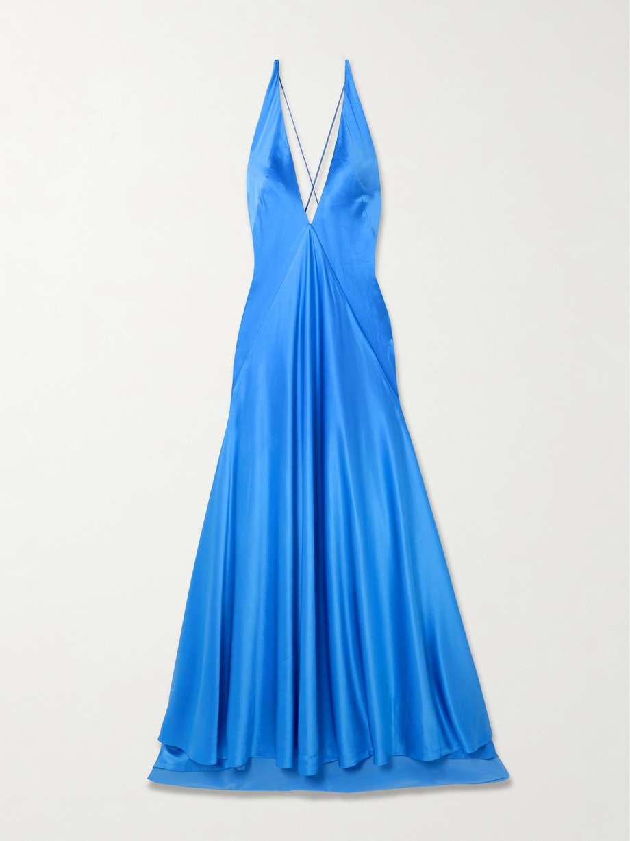 Alexandra open back silk satin gown