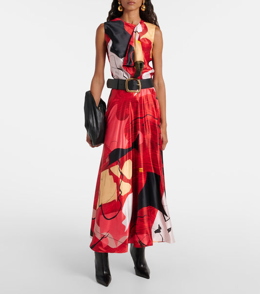 Ameera printed satin maxi skirt