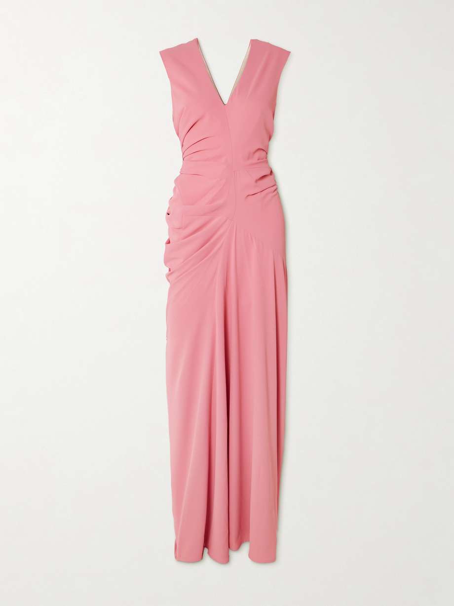 Asymmetric tie detailed draped jersey maxi dress