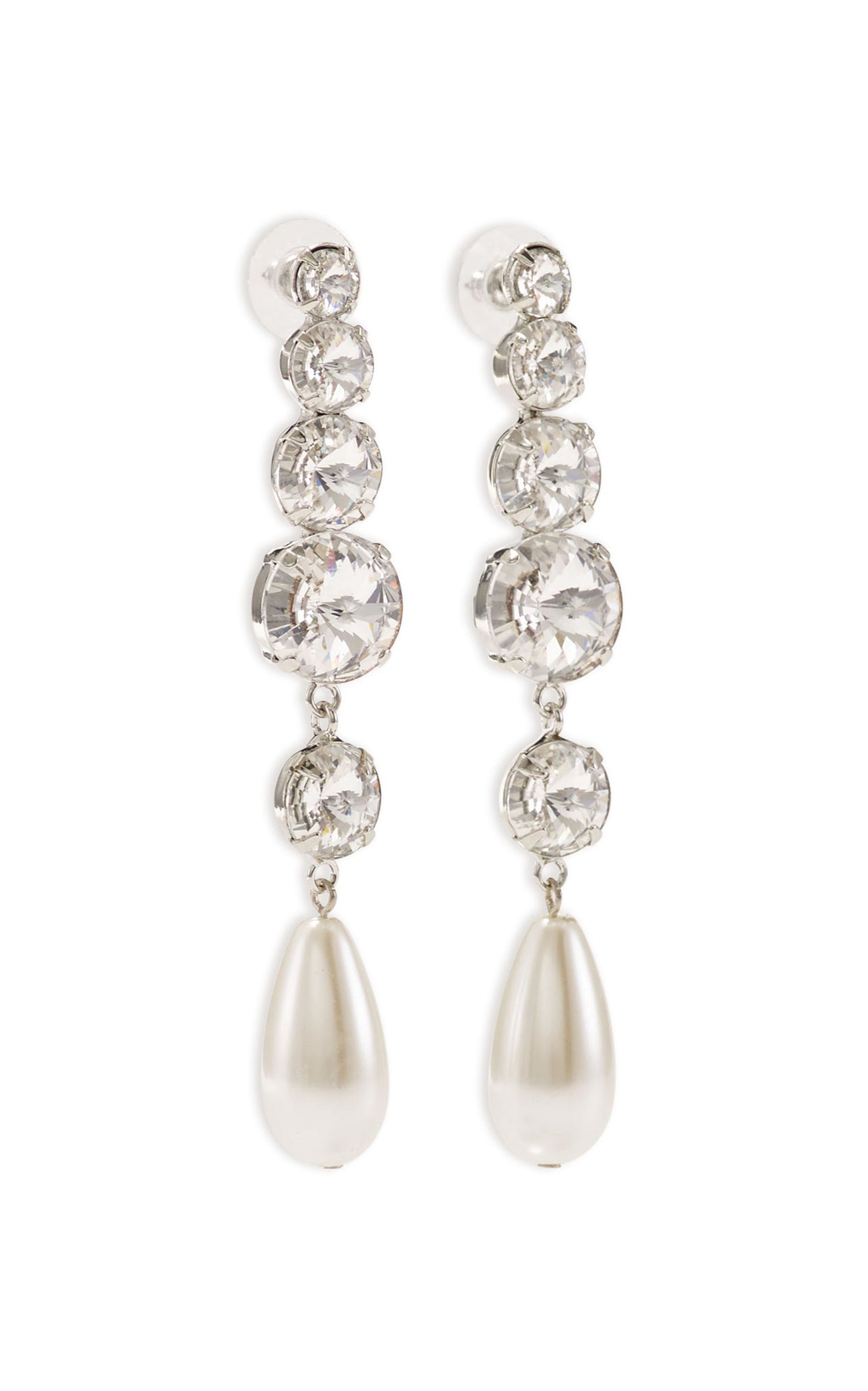 Athena Crystal Pearl Rhodium-Plated Earrings