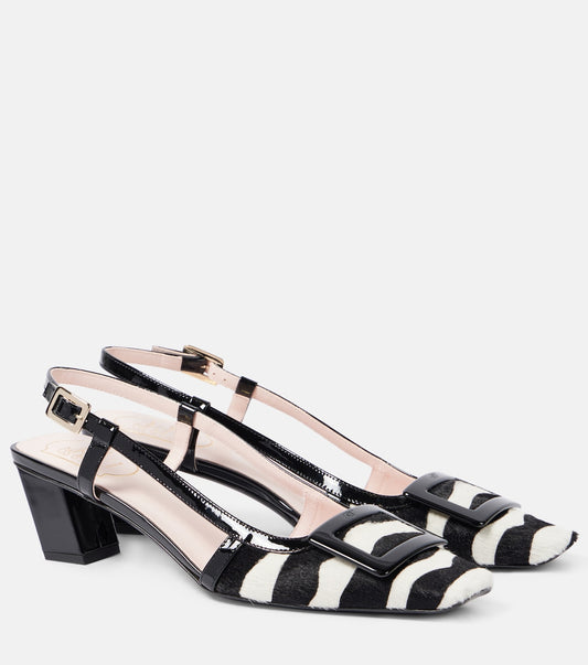 Belle Vivier 45 calf hair slingback pumps