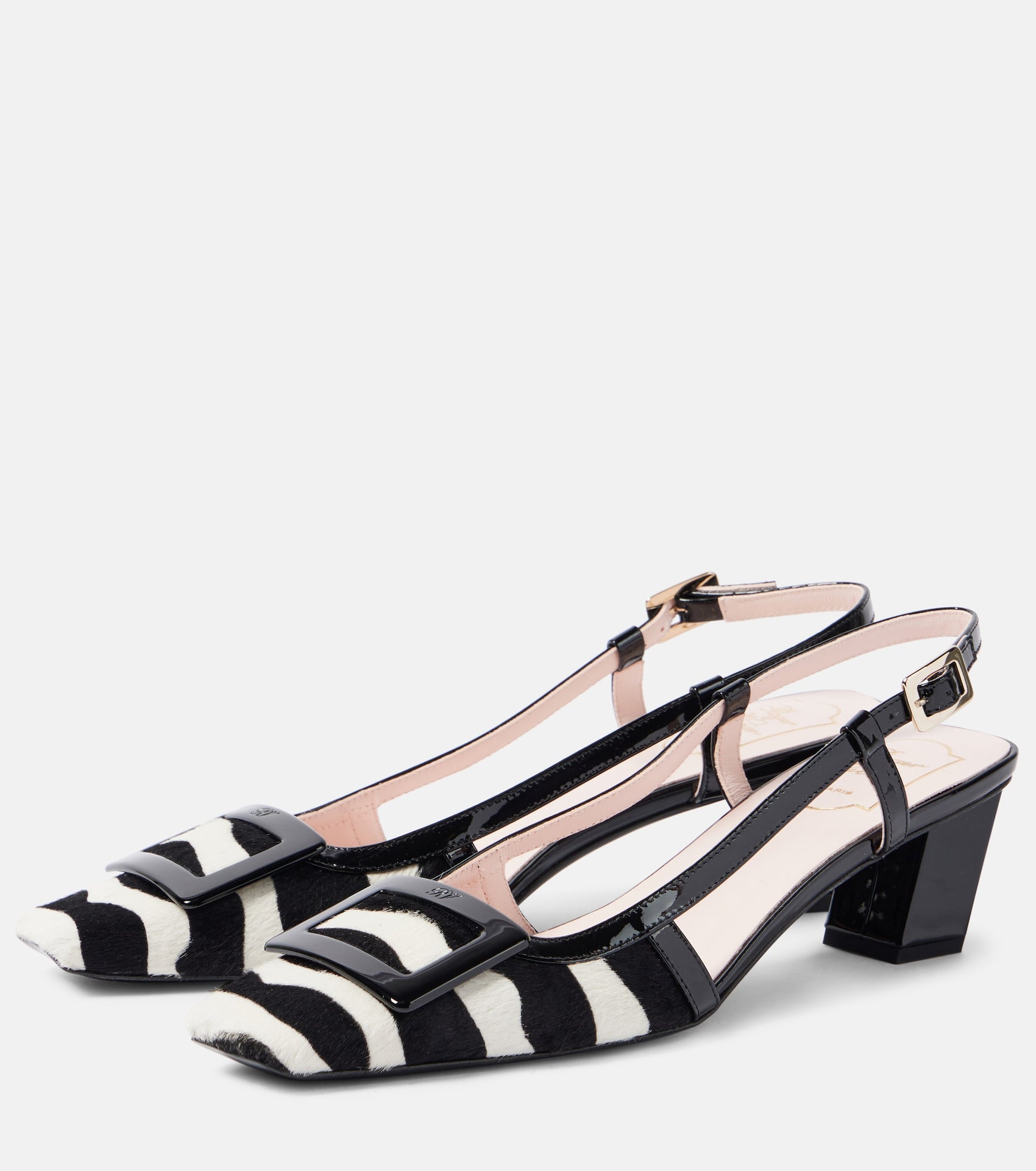 Belle Vivier 45 calf hair slingback pumps