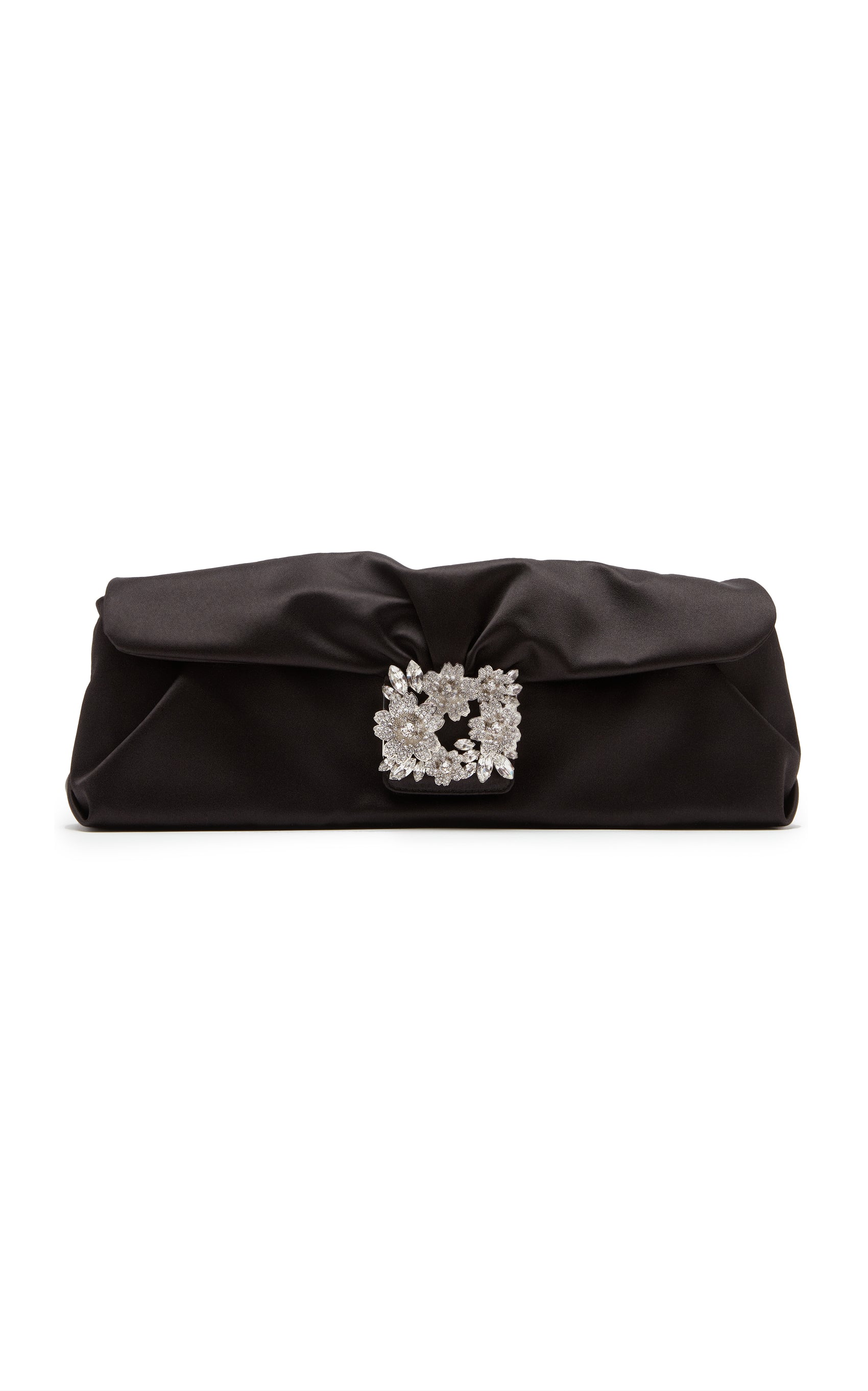 Bouquet Strass-Embellished Buckle Satin Clutch