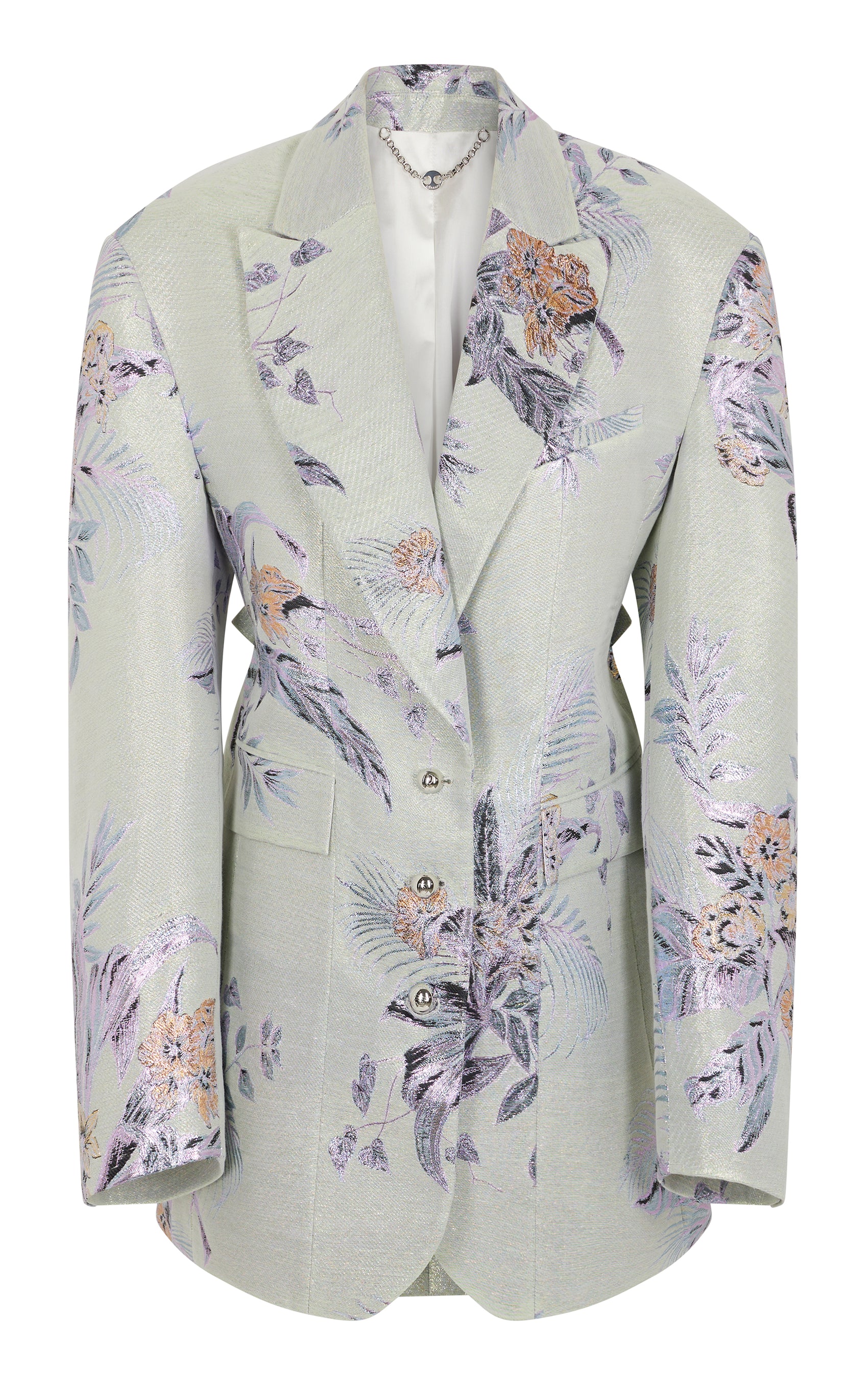 Broad-Shouldered Floral Blazer