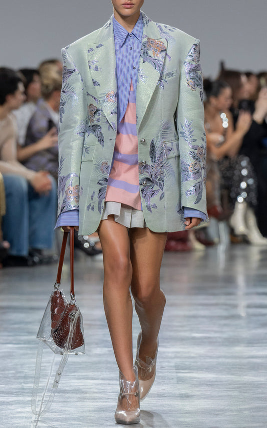 Broad-Shouldered Floral Blazer