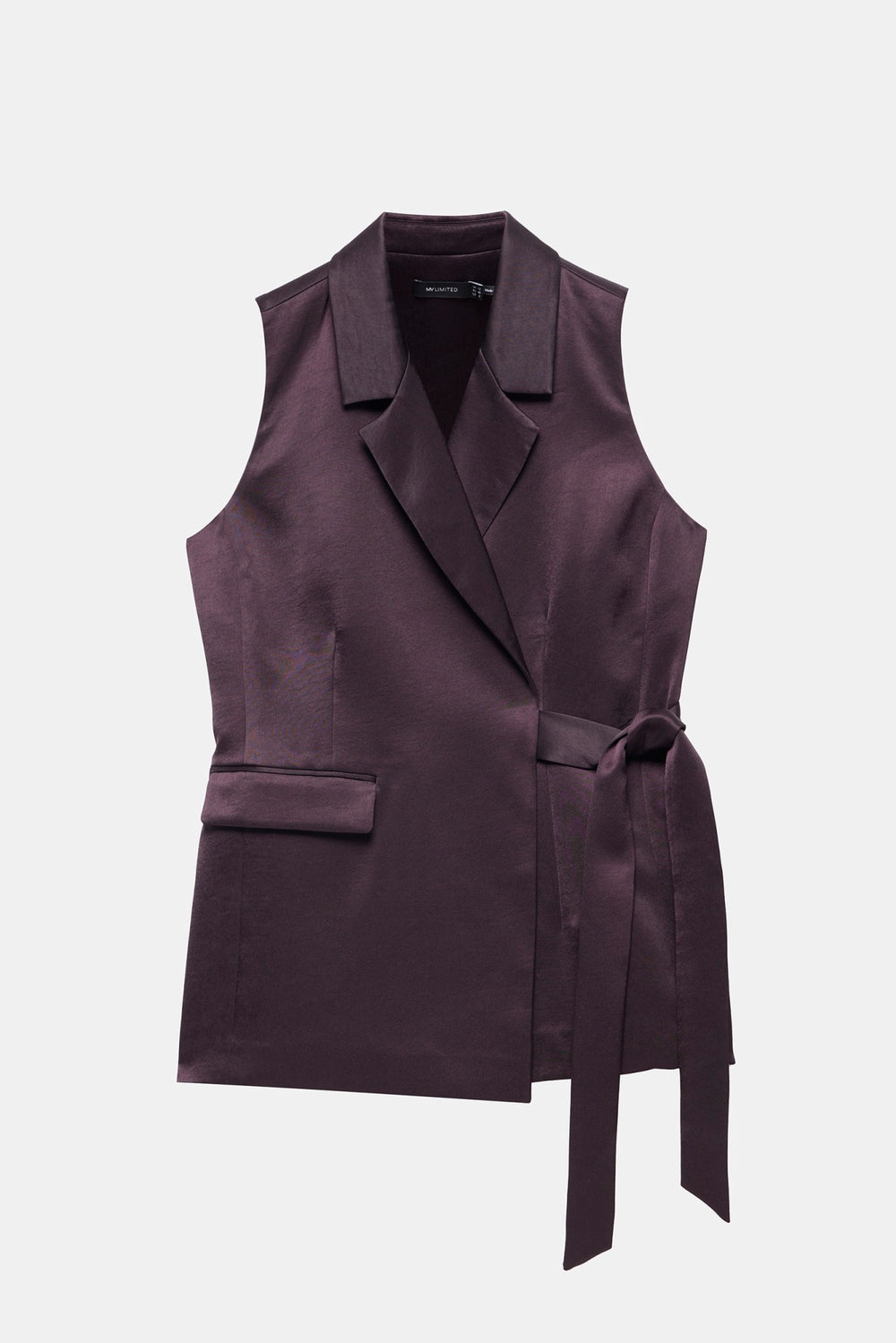 Burgundy Satin Longline Waistcoat