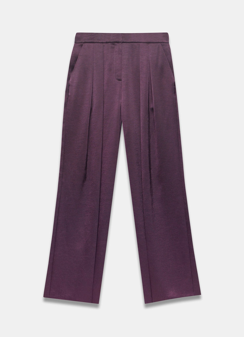 Burgundy Satin Wide Trousers