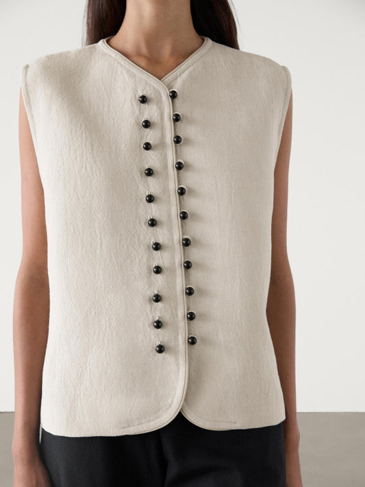 Buttoned V neck waistcoat