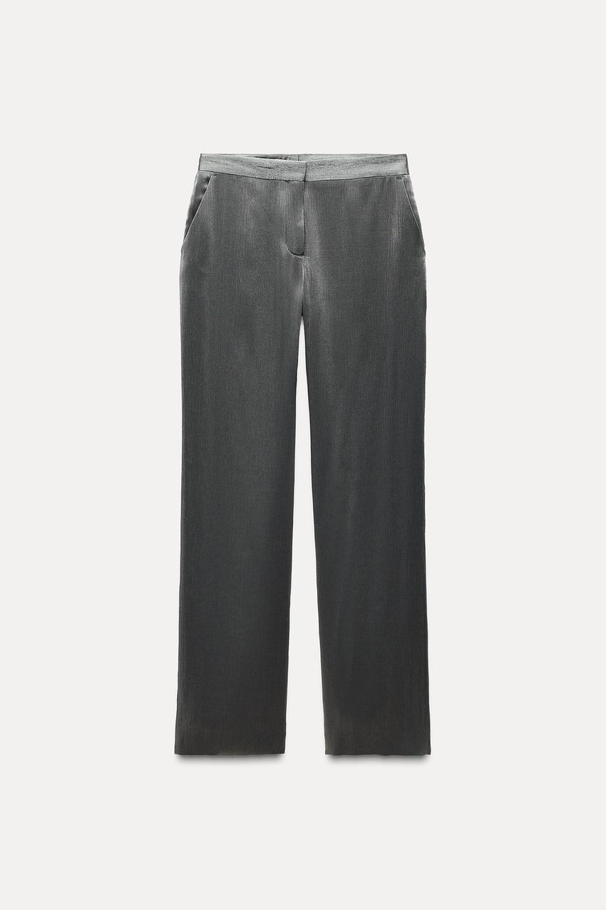 CREASED EFFECT SHIMMERY TROUSERS