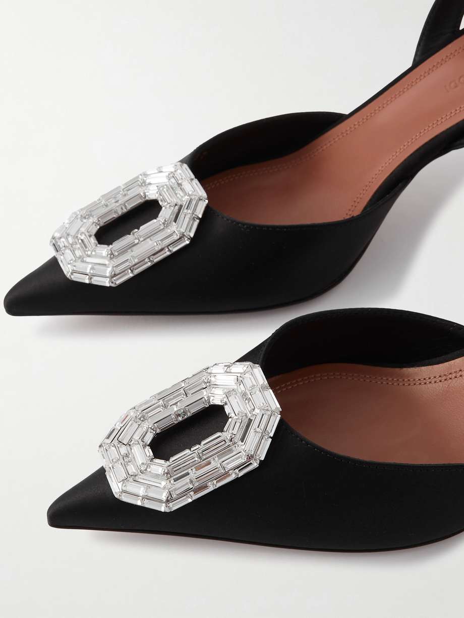 Camelia crystal embellished satin slingback pumps