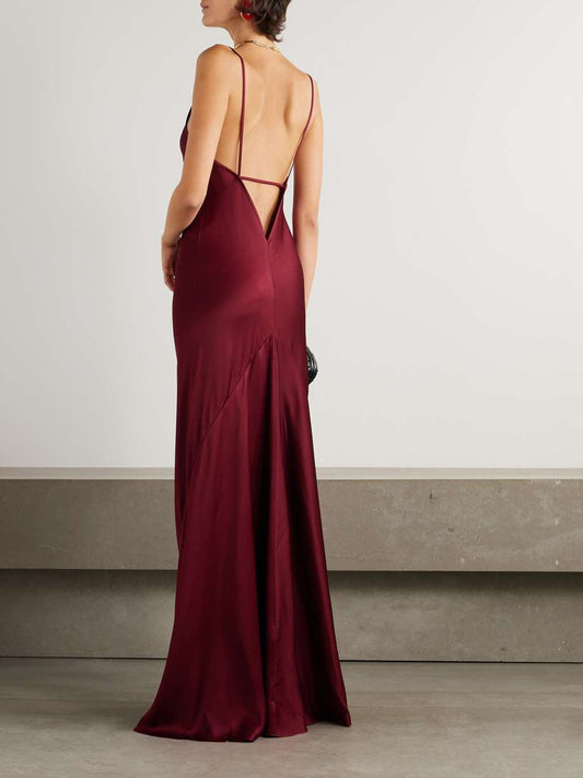 Cami open back satin gown