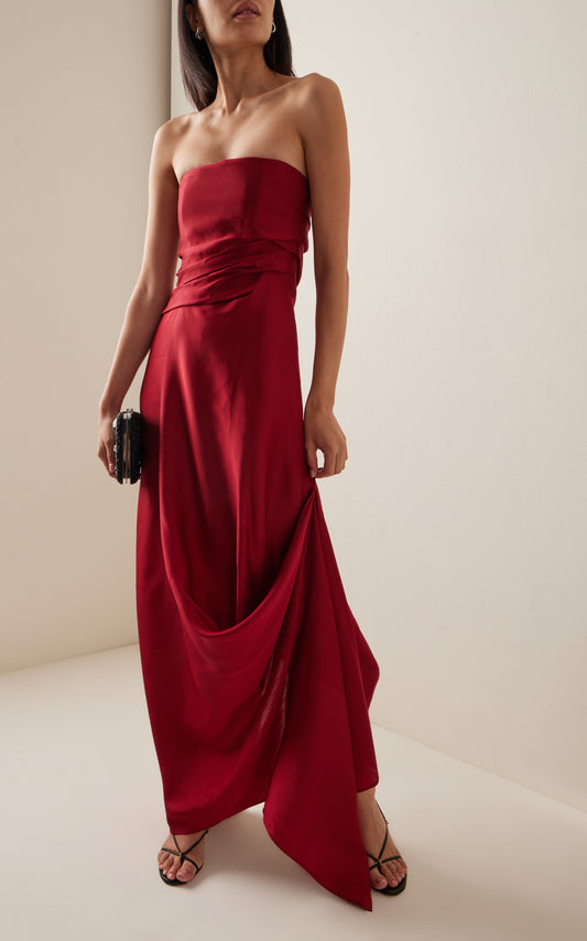 Caravaggio Draped Wool-Blend Maxi Dress