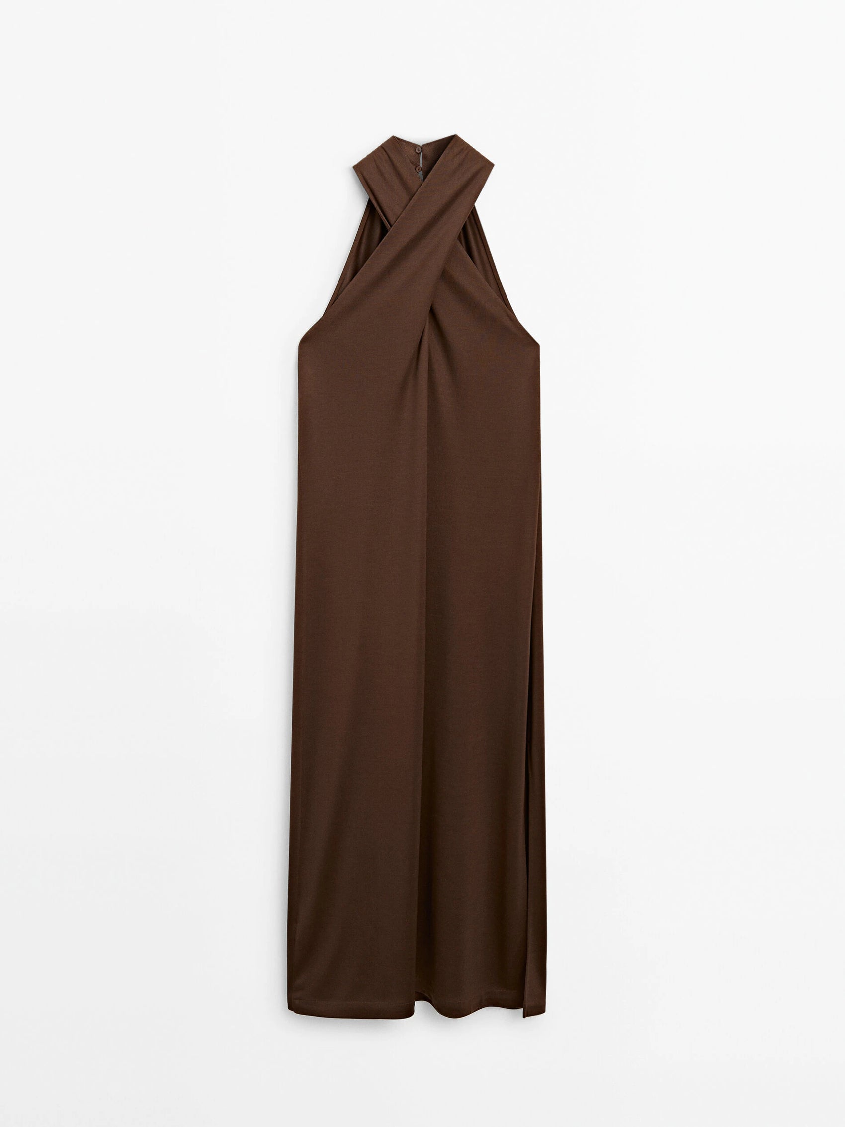 Crossover halterneck midi dress