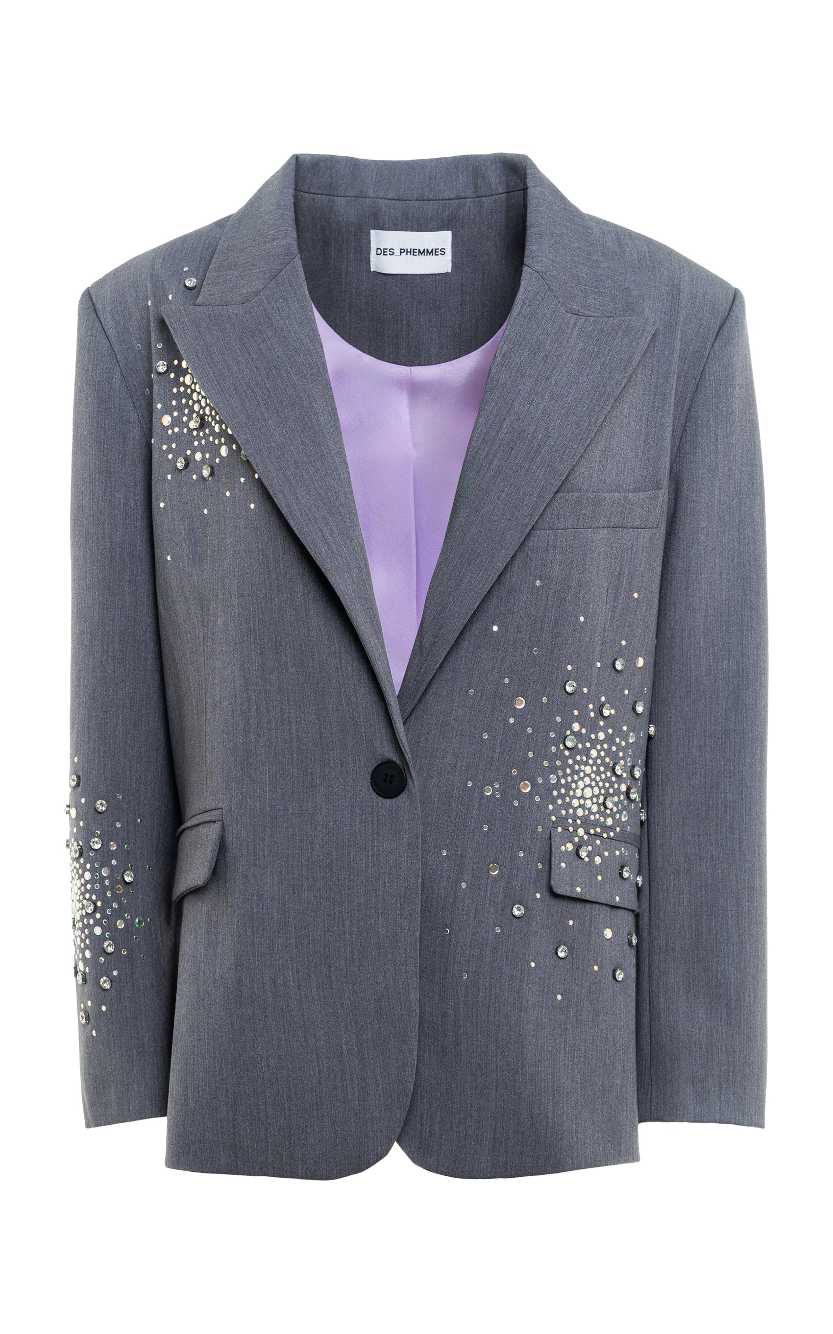 Crystal-Embellished Twill Suiting Blazer