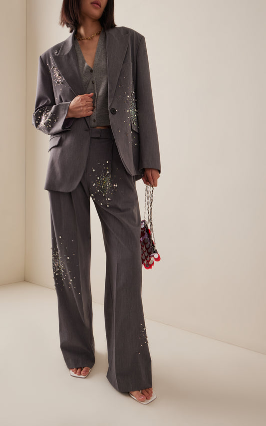 Crystal-Embellished Twill Suiting Blazer