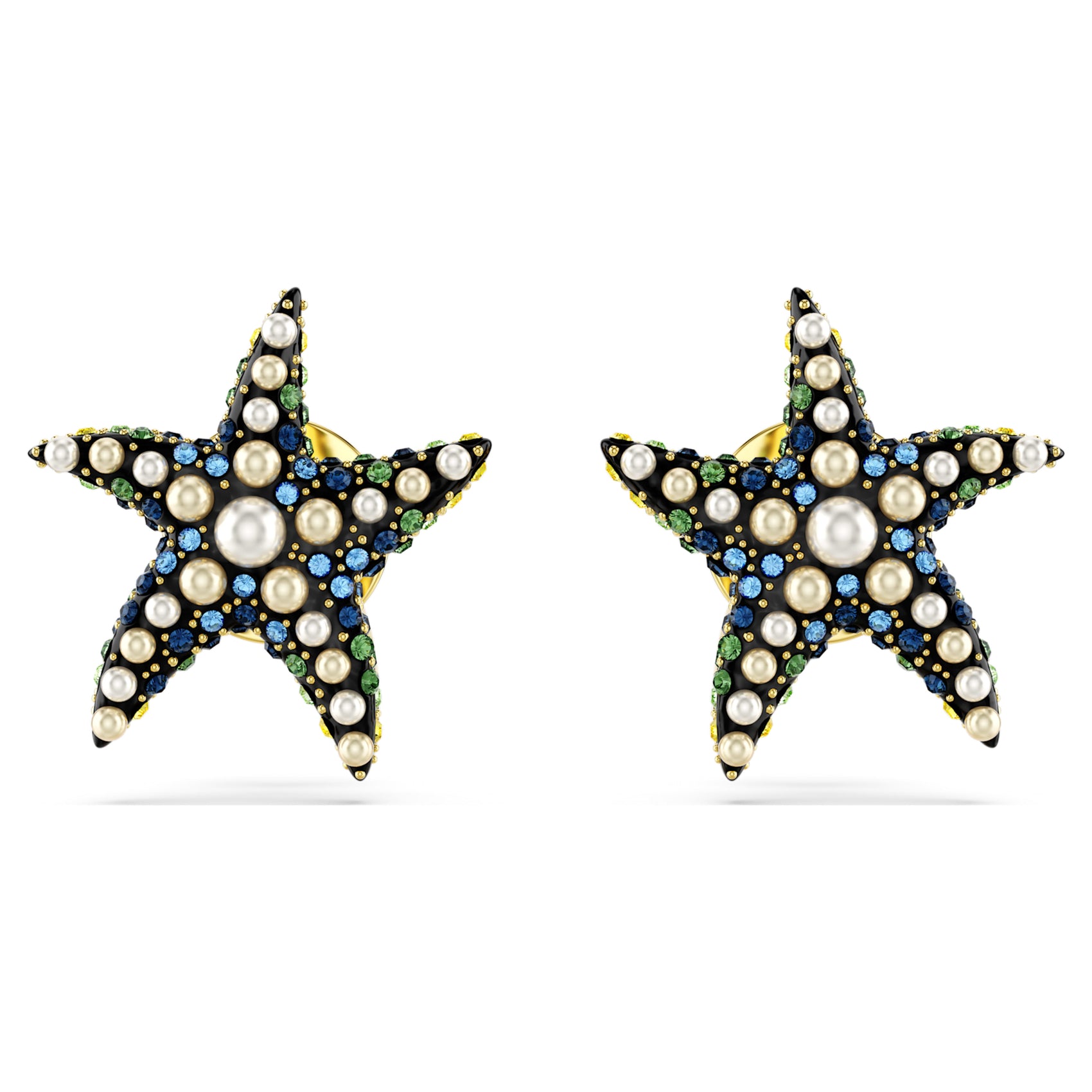 Crystal pearl, Starfish, Small, Multicoloured, Gold-tone plated