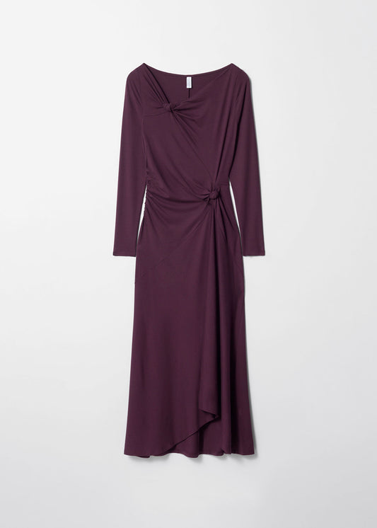 Draped Knotted Midi Dress