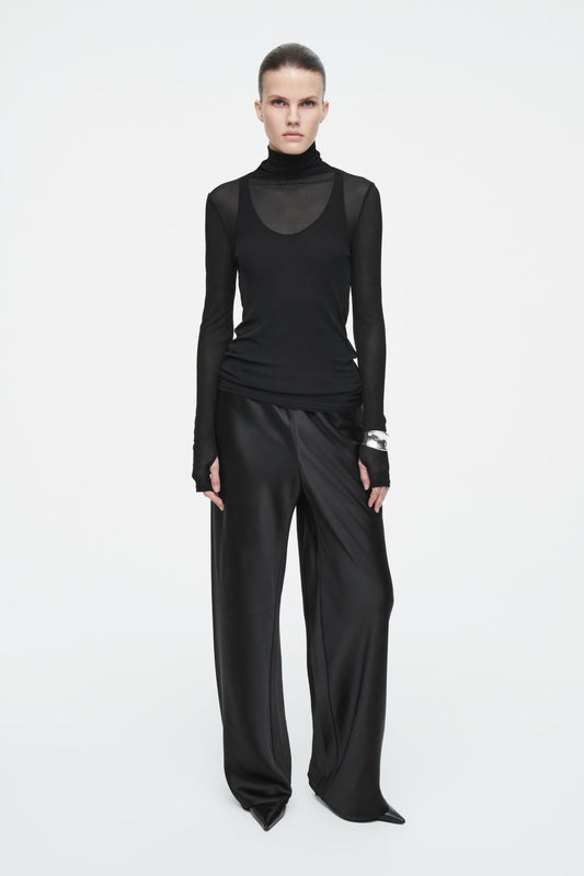 ELASTICATED SATIN TROUSERS