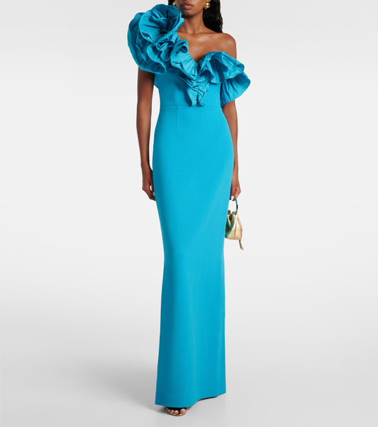 Ella ruffled one shoulder gown