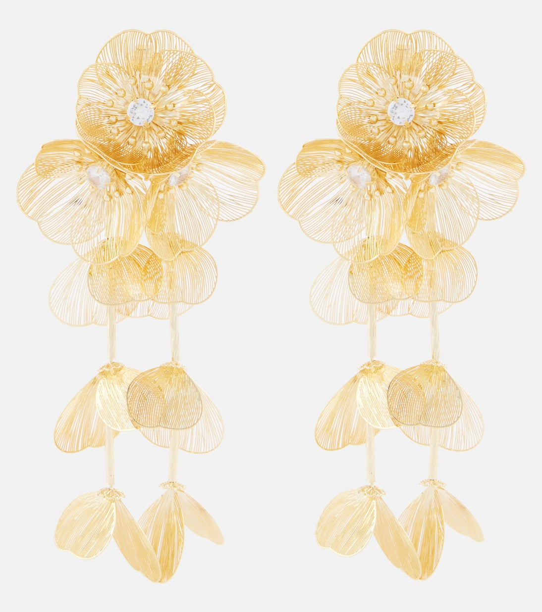 Embellished gold plated clip on earrings