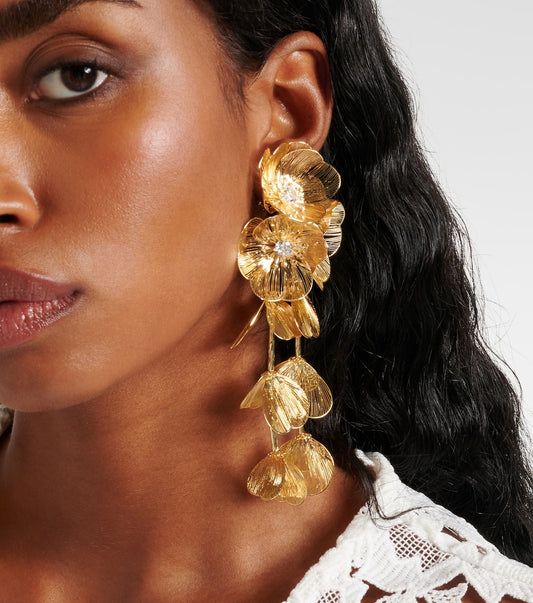 Embellished gold plated clip on earrings