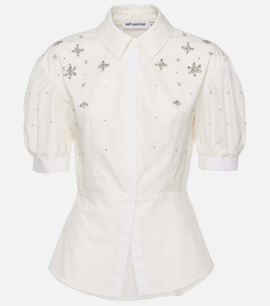 Embellished White Cotton Shirt