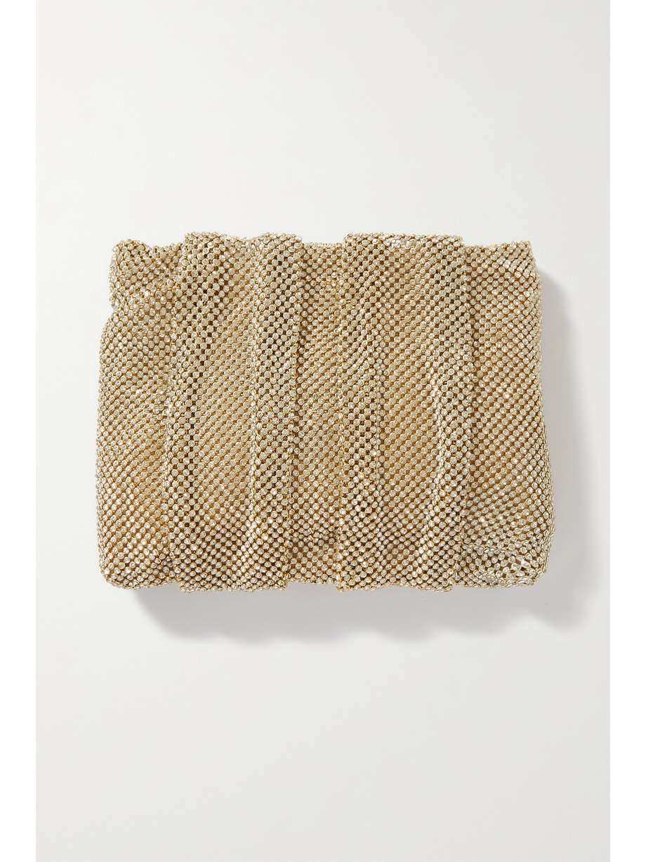 Ember embellished mesh clutch