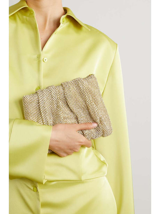 Ember embellished mesh clutch