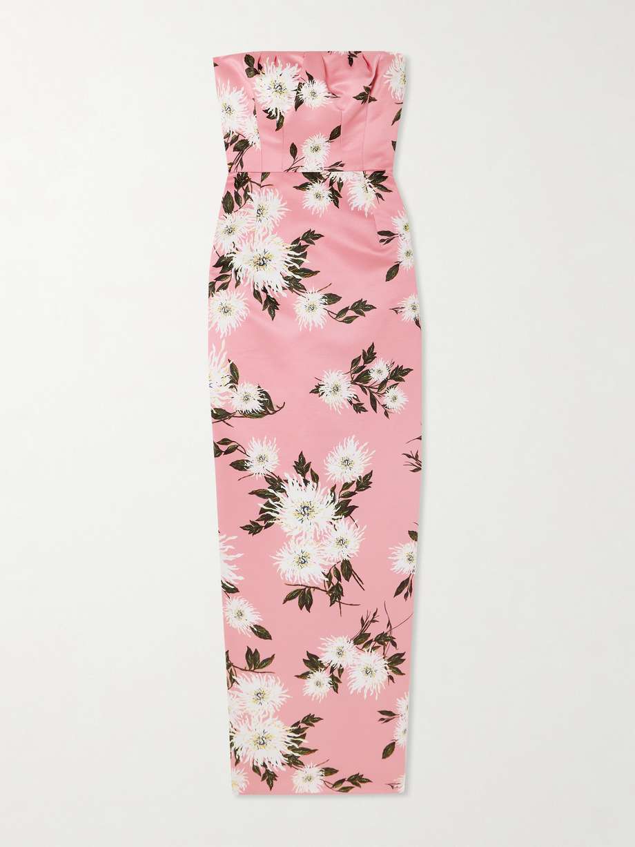 Emine strapless floral print faille maxi dress