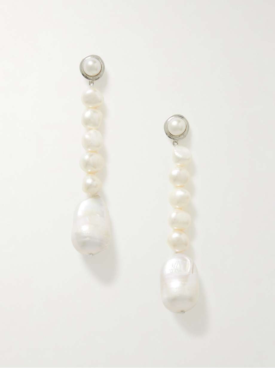 Emmanuel recycled silver pearl earrings