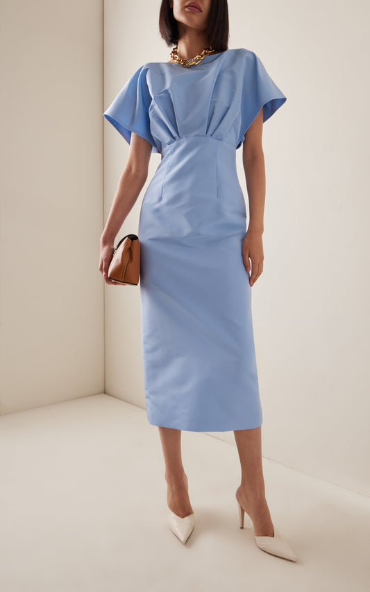 Exclusive Pleated Silk-Taffeta Midi Dress