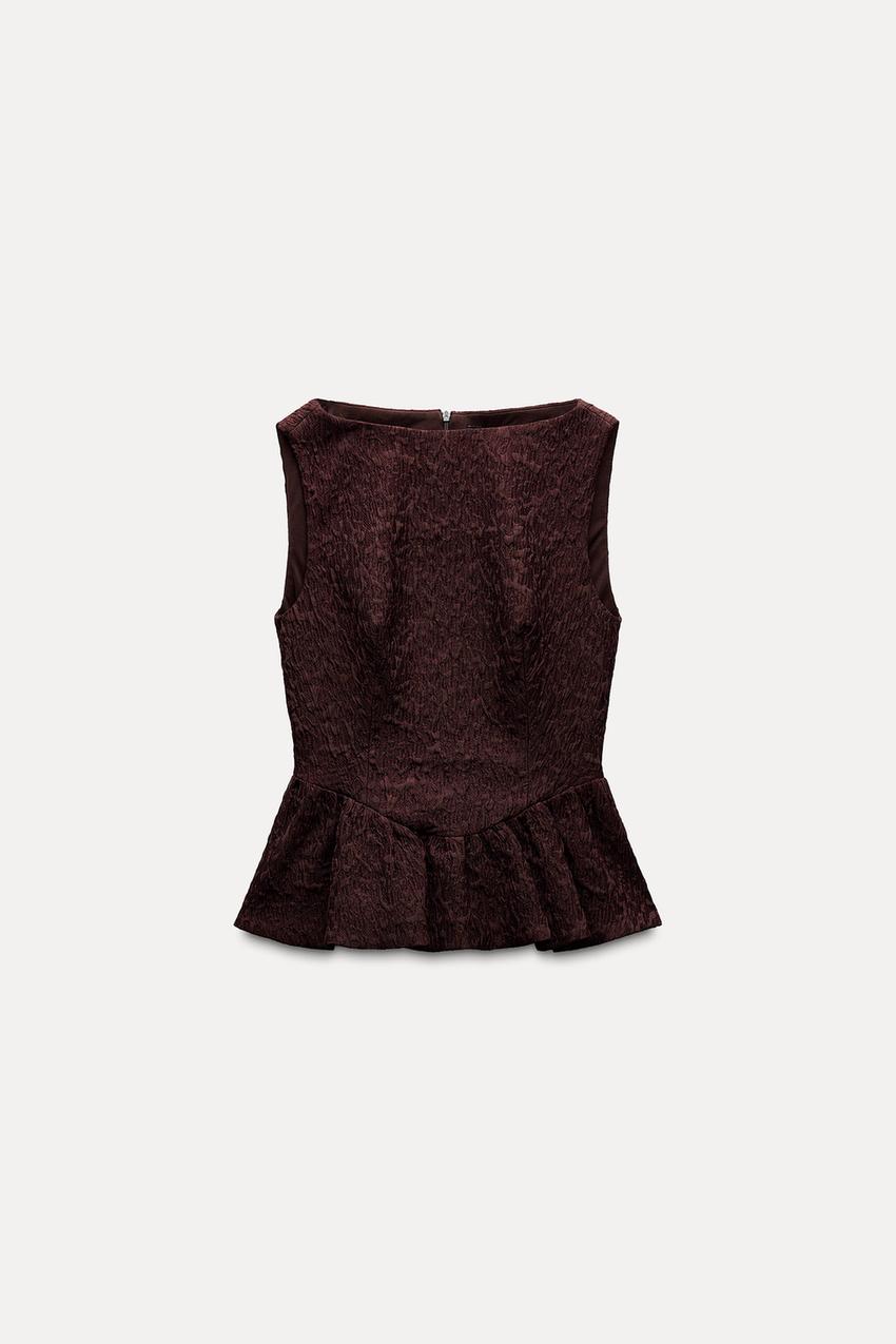 FRILLED JACQUARD TOP