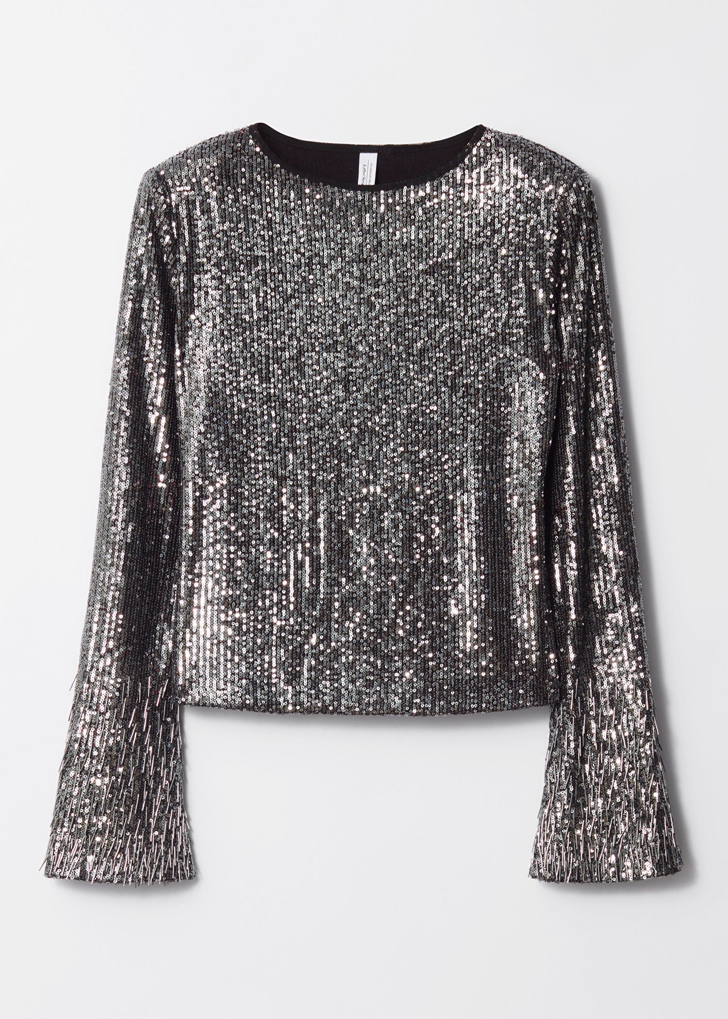 Flared Sleeve Sequin Top