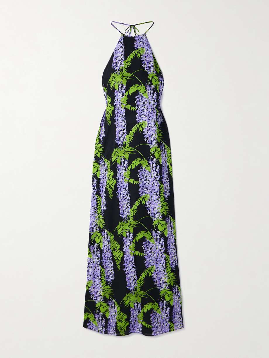Frannie floral print chiffon halterneck maxi dress