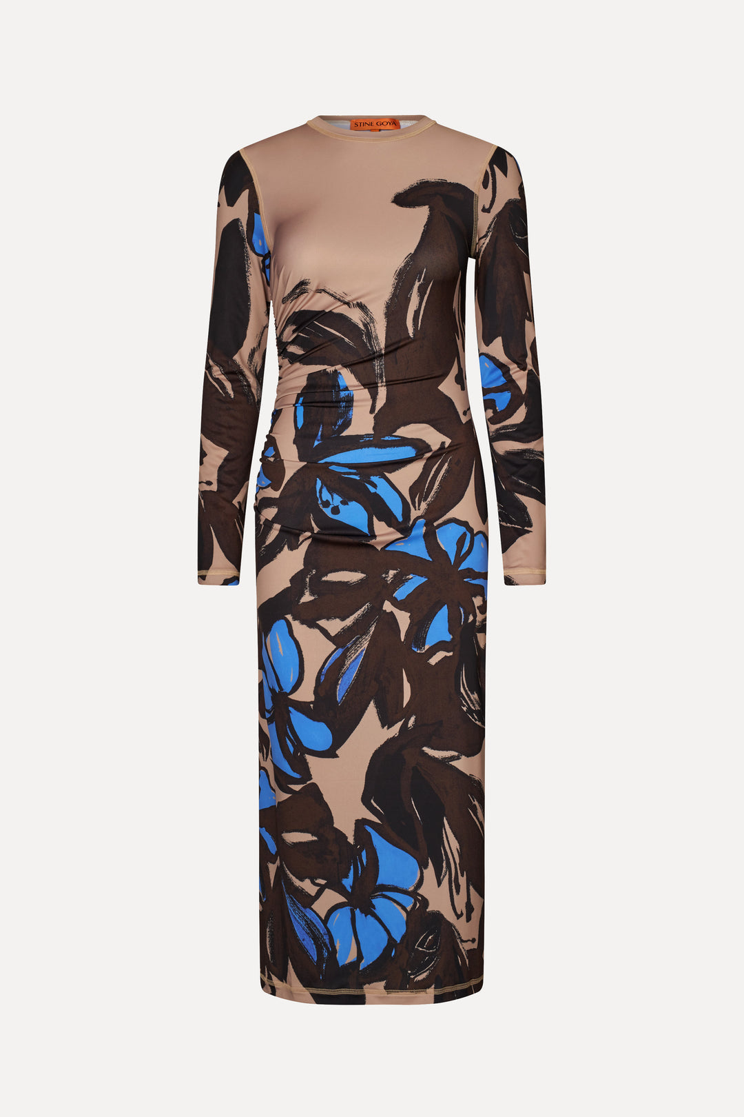 Gathered Long Sleeve Midi Dress Eccentric Floral