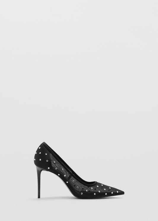 Glitter mesh heeled shoes