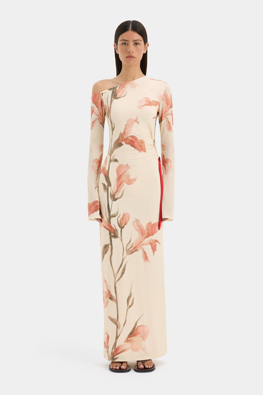 Hana Tie Maxi Dress Gladioli Print