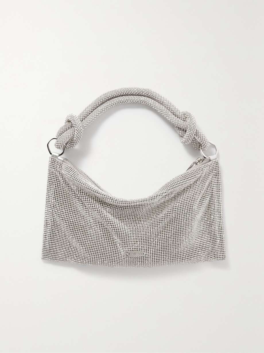 Hera nano crystal embellished knotted satin shoulder bag