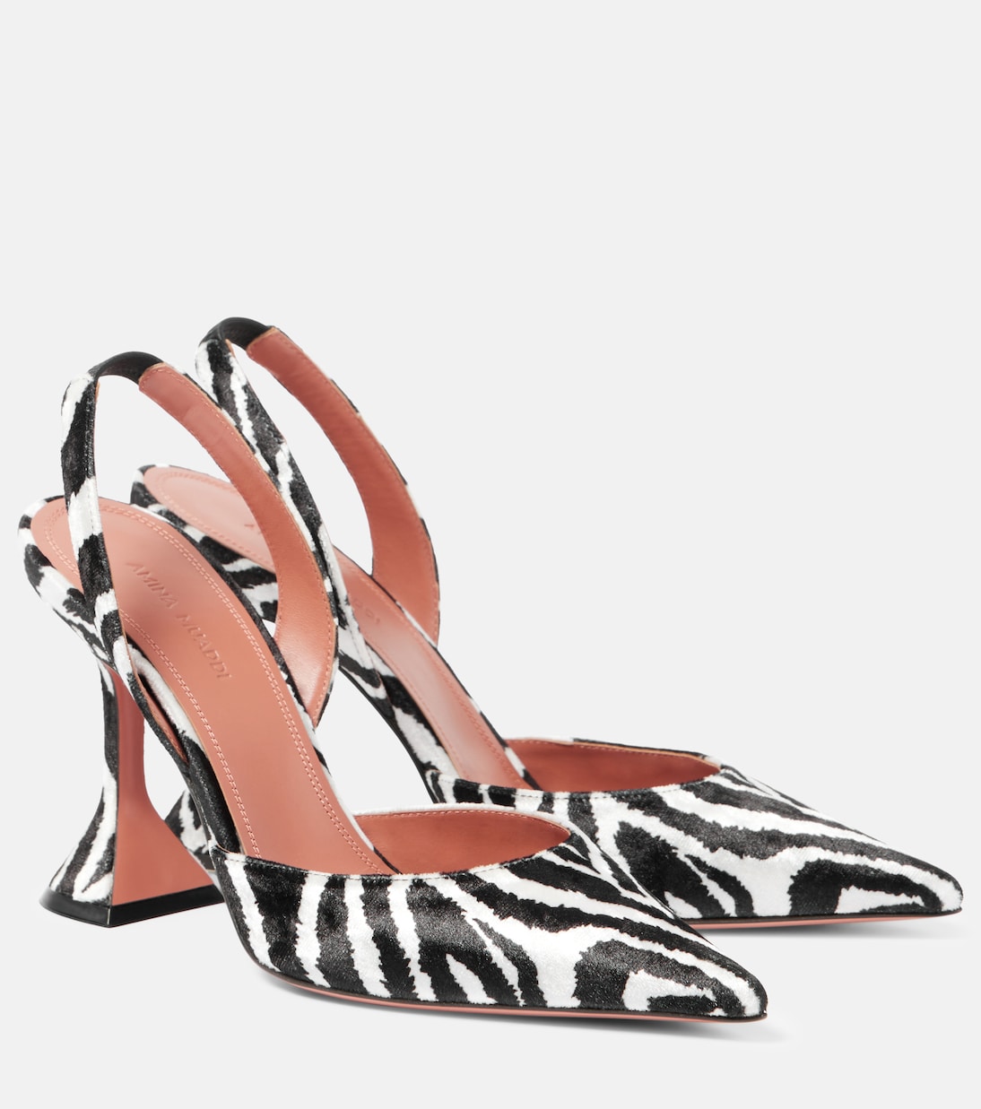 Holli zebra print velvet slingback pumps