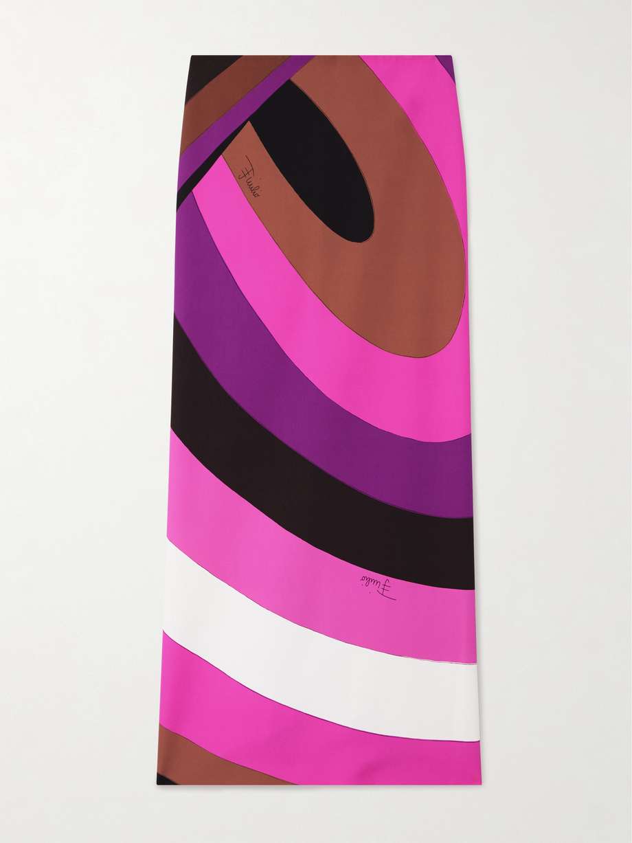 Iride printed stretch scuba maxi skirt